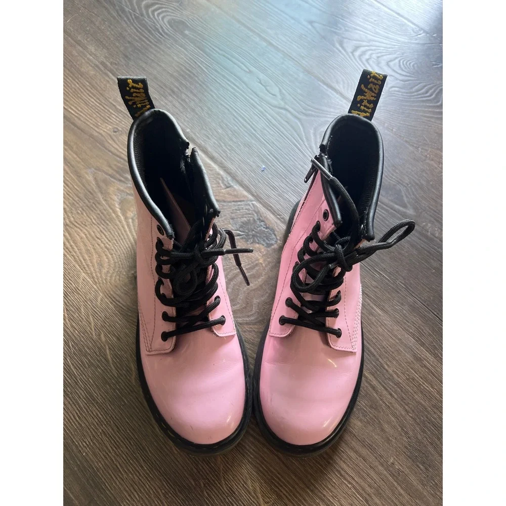 Dr. Martens 1460 J Pink Patent Leather Ankle‎ Boots Kids Girls US 4 UK 3